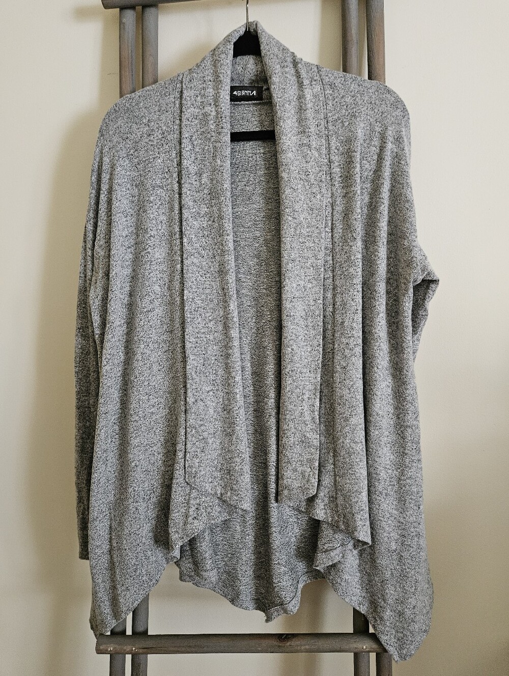 4SI3NNA Heather Gray Draped Open-Front Cardigan